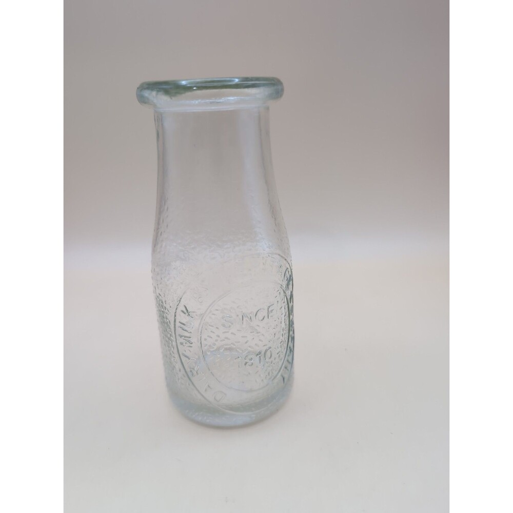 Heritage Company Milk 1810 Half Pint Dairy Bottle Embossed Farmhouse Glass